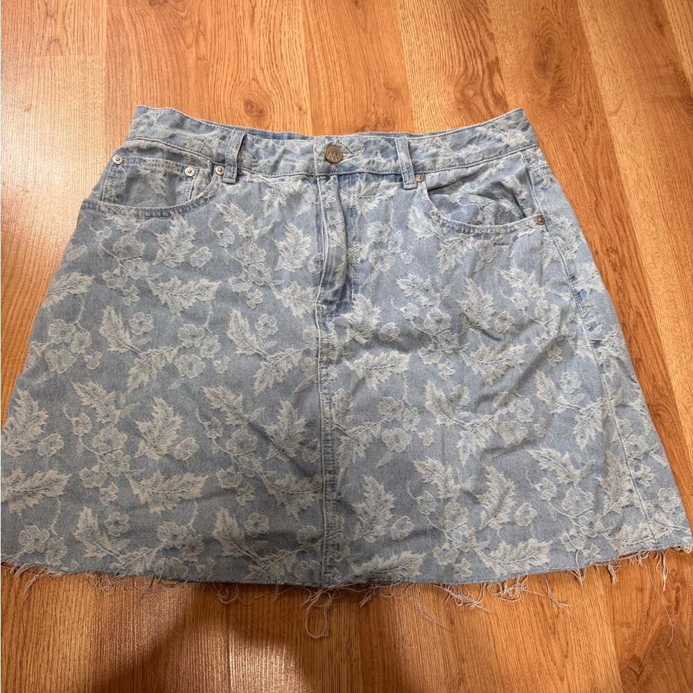Floral Denim Skirt